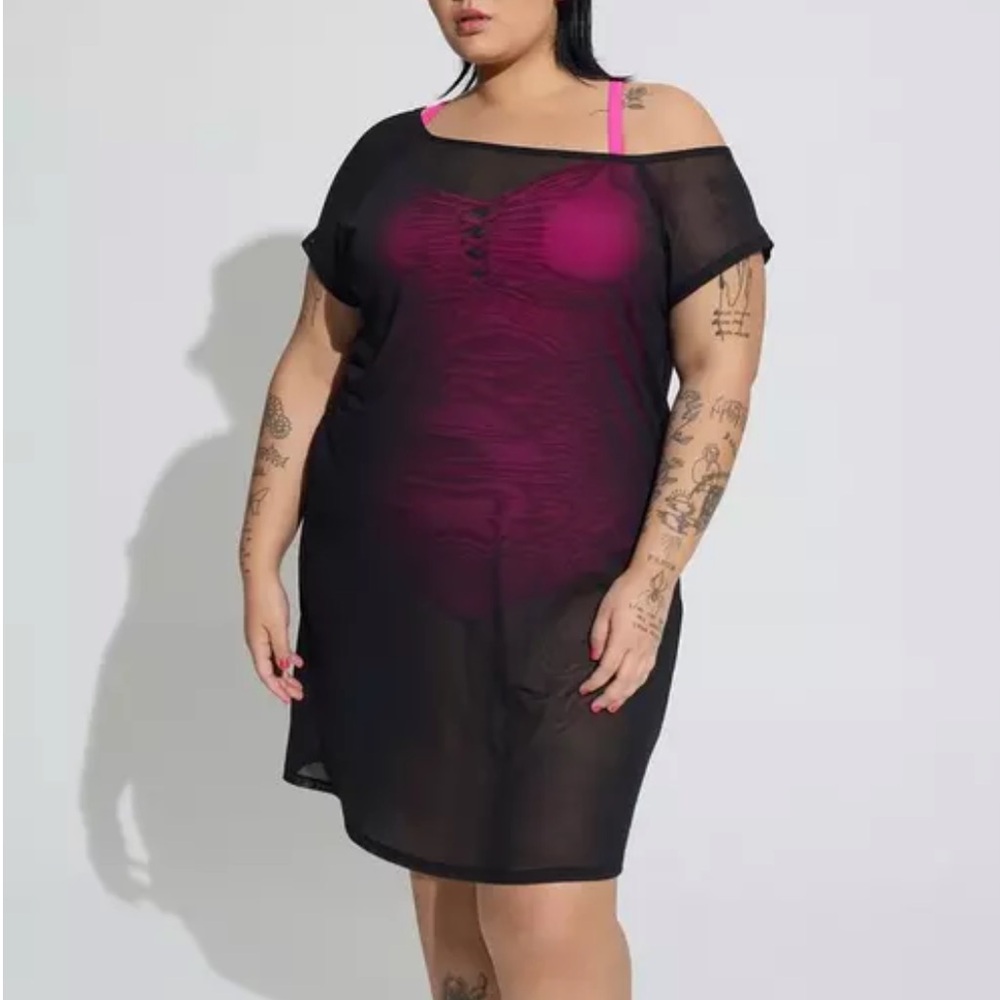 NWT Torrid Mesh Off-Shoulder Coverup Dress